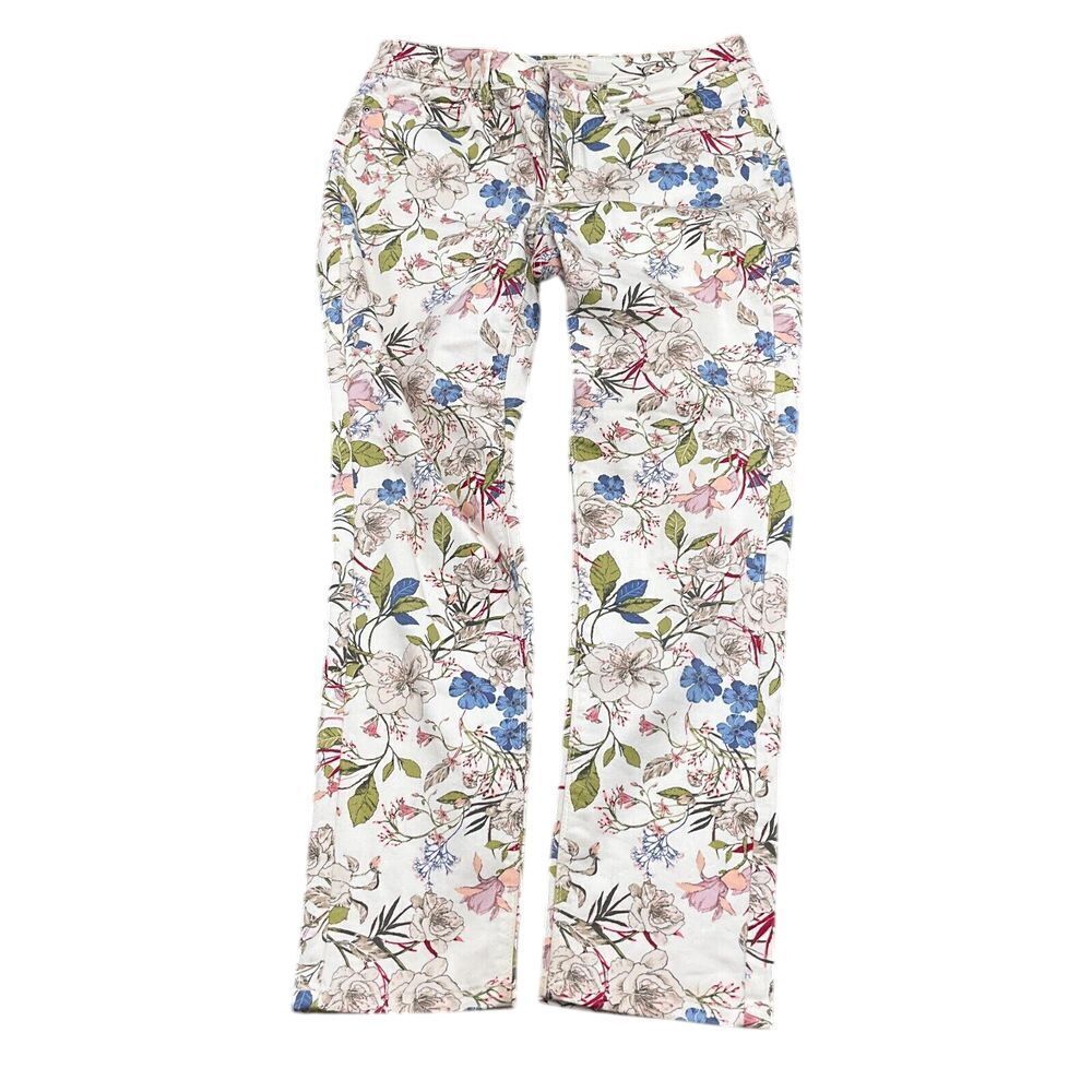 J Jill Jeans Women 6 Multi‎ Floral Slim Ankle Authentic Fit Soft Cotton Cottage
